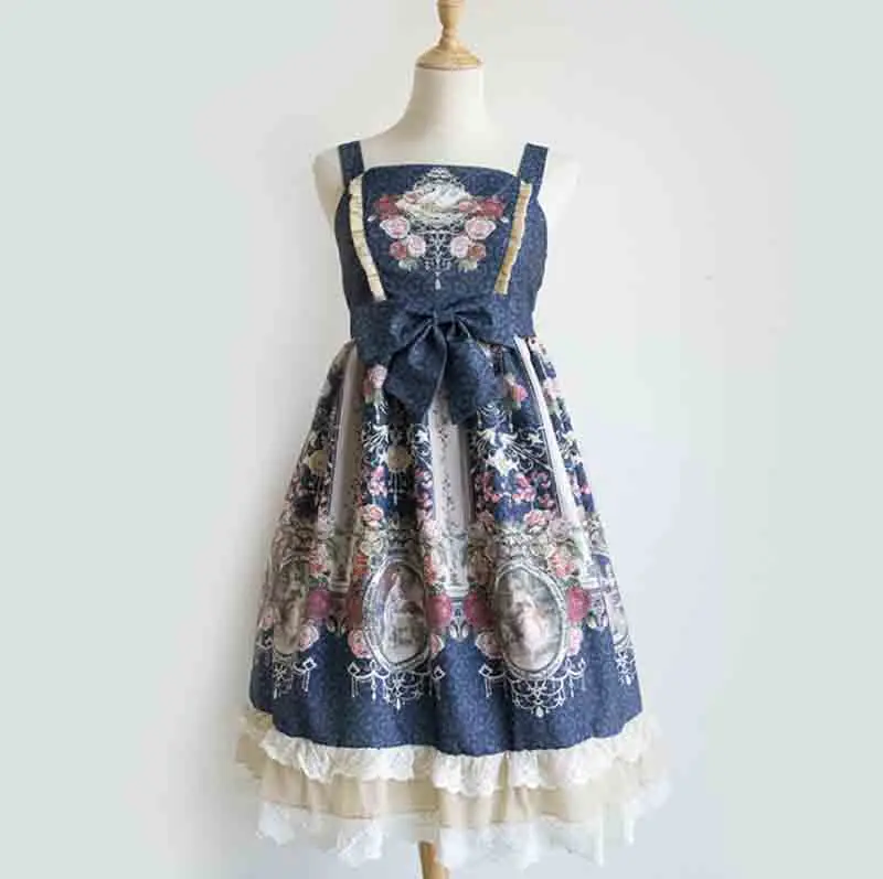 

Japanese JSK Lolita Dress Blue Soft Girl Lolita Dress Women Summer JSK Blue Lolita Dress Gift For Women Girls Plus Size