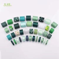 single face printed mixed green ribbon grosgrain set41 pcs for diy handmade gift craft packinghair ornaments accessorries