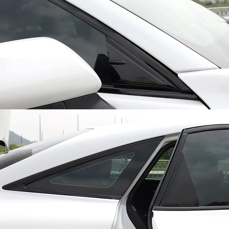 

QHCP Car Window Decorative Sticker Film Posts B Pillars Strips Trim Bright Black Fit For Toyota Avalon 2019 Exterior Accessories