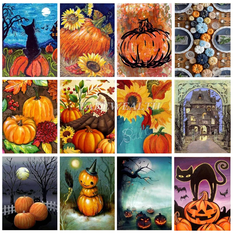 Алмазная мозаика алмазная вышивка в виде тыквы на Хэллоуин 5D сделай сам