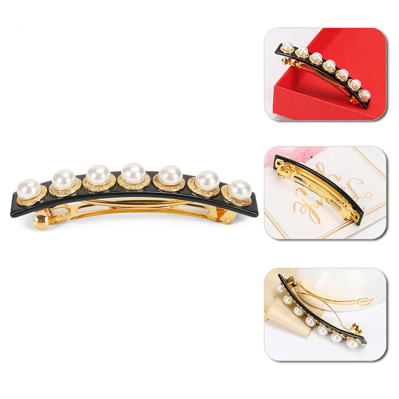 Винтажная жемчужная заколка для волос Изысканная целлюлоза ацетат Украшенные