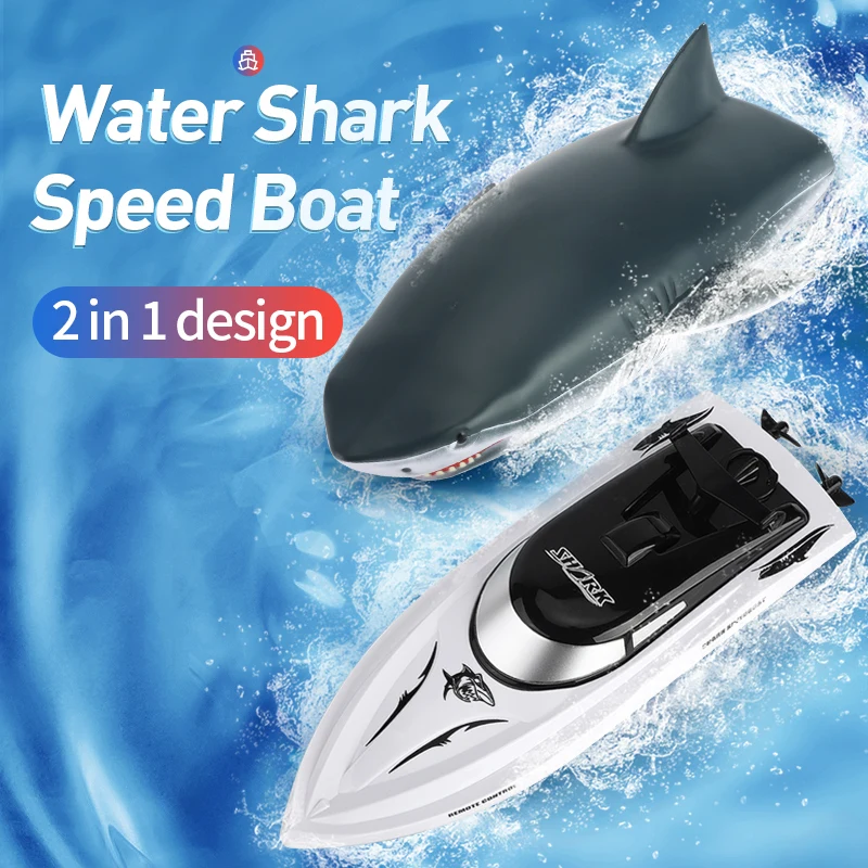 

RC Shark Remote Control Toy Swim Underwater 2.4G RC Boat 2 In 1 Vehicles Waterproof Electric Racing Boats Spoof Toy Pool