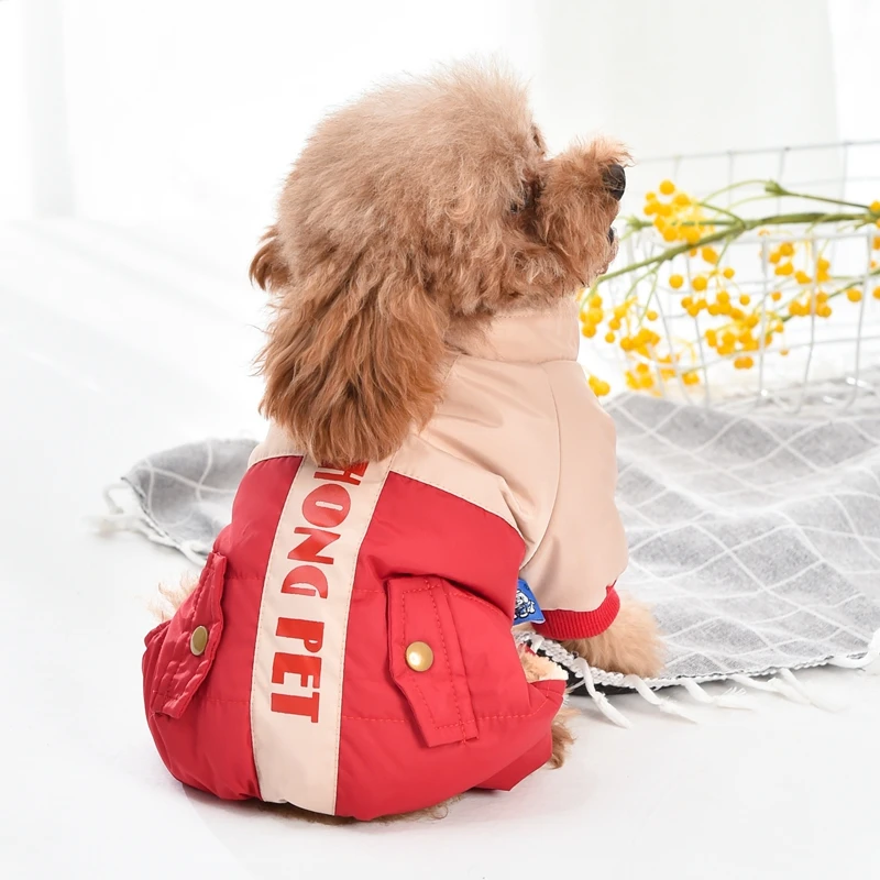 Водонепроницаемая зимняя одежда для снежной собаки красное розовое маленькое