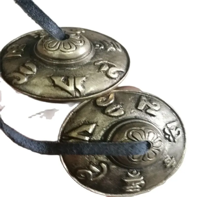 

China Folk Tibetan Buddhism Old Beautifully Copper Cymbal Shaman Exorcism