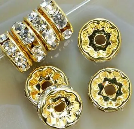 6mm 8mm 10mm 12mm 100pcs/lot white Clear Czech glass Spacer Beads round Metal Plated Charms DIY making n363467 crystal - купить по