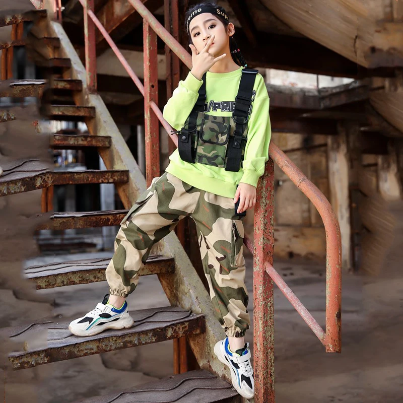 2020 в стиле хип-хоп танцевальный костюм Дети Джаз Одежда для девочек уличная