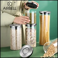 AIRBELL Kitchen storage Food box organizer container glass jars Fridge with lid Cereal dispenser cabinet rice cans canisters