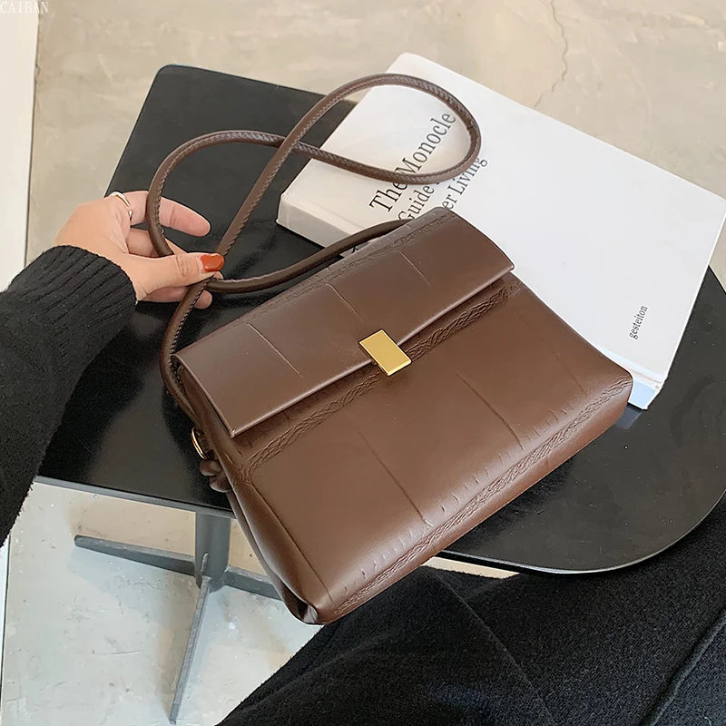 

Простая стильная маленькая сумка через плечо из искусственной кожи для женщин 2021 зимние брендовые дизайнерские сумки на плечо женская трен...