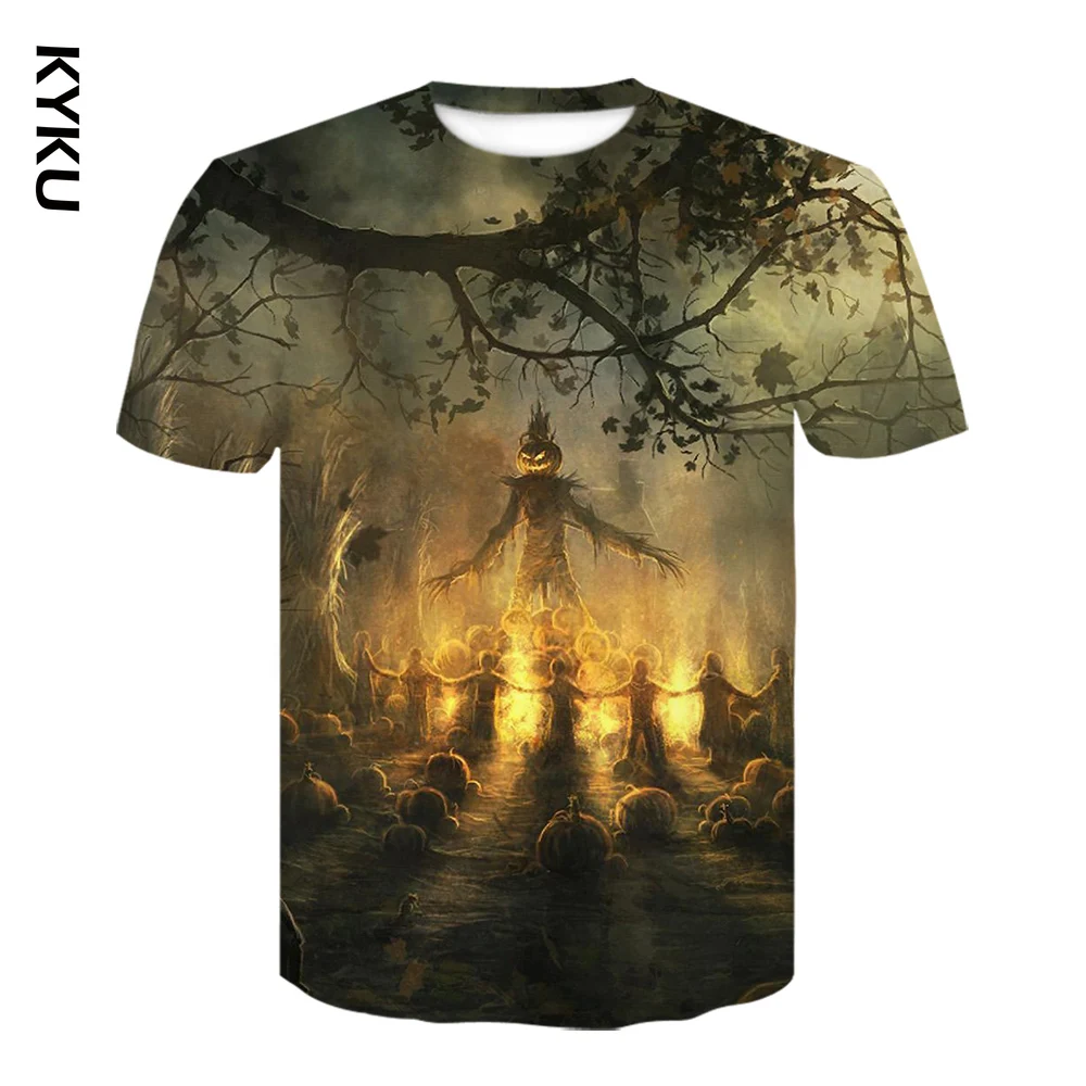 Новинка 2020 рубашка на Хэллоуин с принтом Джека о-фонаря 3DT Мужская модная