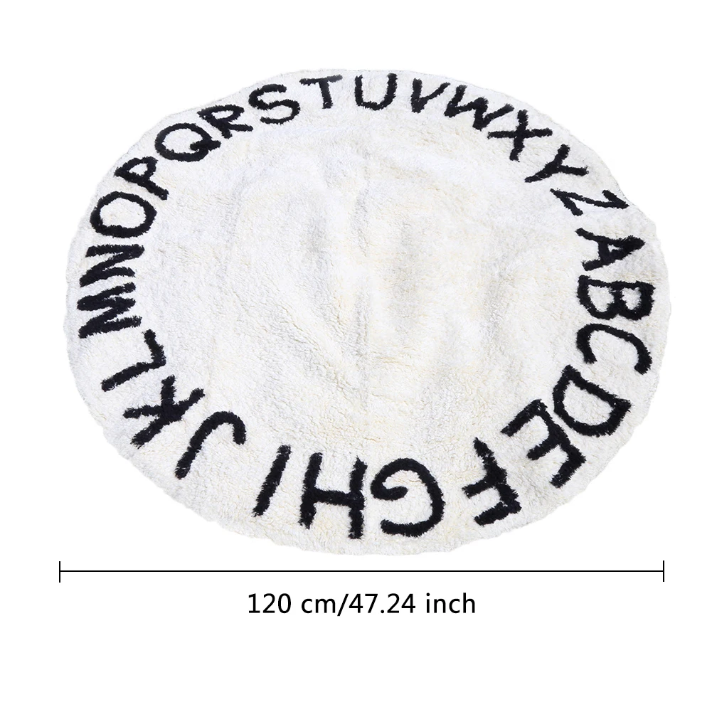 

Round Cotton Plush Baby Crawling Rugs Kids Play Mat Educational ABC Alphabet Area Rugs Kids Teepee Tent Game Play House 1.2M