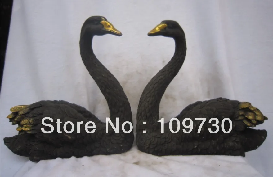 Китайская Бронзовая резная Статуэтка Бир 00250 10 дюймов в виде лебедя пруда гусиной