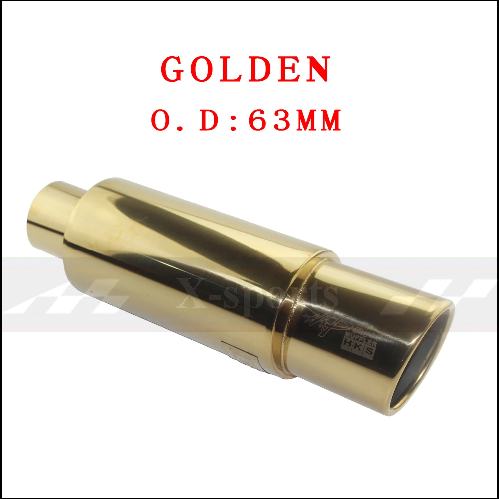 golden 63mm Авто Мото укладки выхлопные системы Совет глушитель выхлопной трубы Высокое качество Универсальный нержавеющая сталь O.D 51 57 63 мм овальные глушители - Цвет: golden 63mm