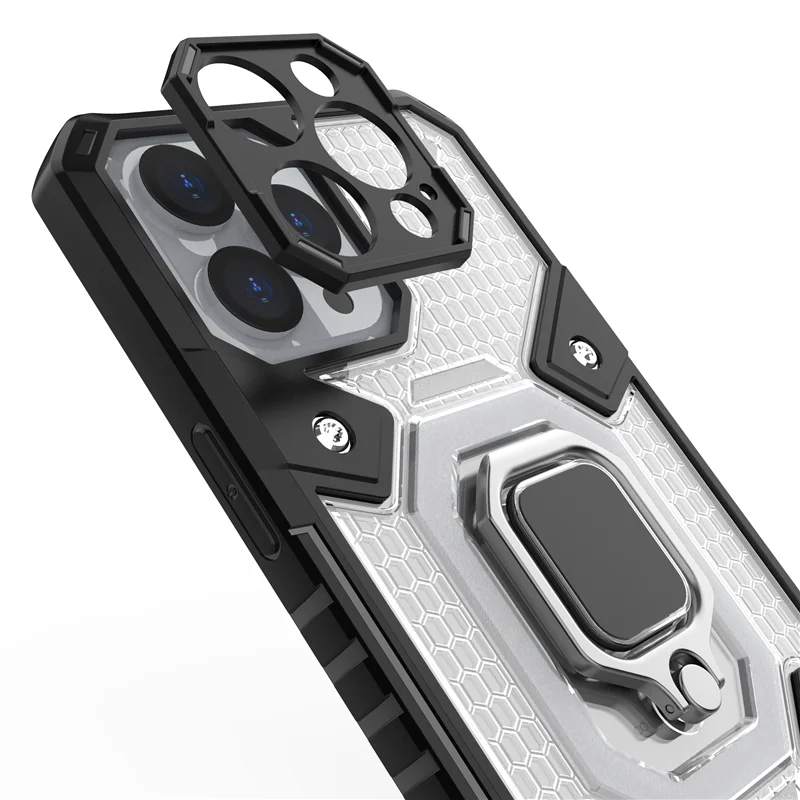 

For iPhone 12 Pro Max Case Armor translucent Ring Holder Hard Back Soft TPU Bumper Cover For iPone 12 Mini Coques