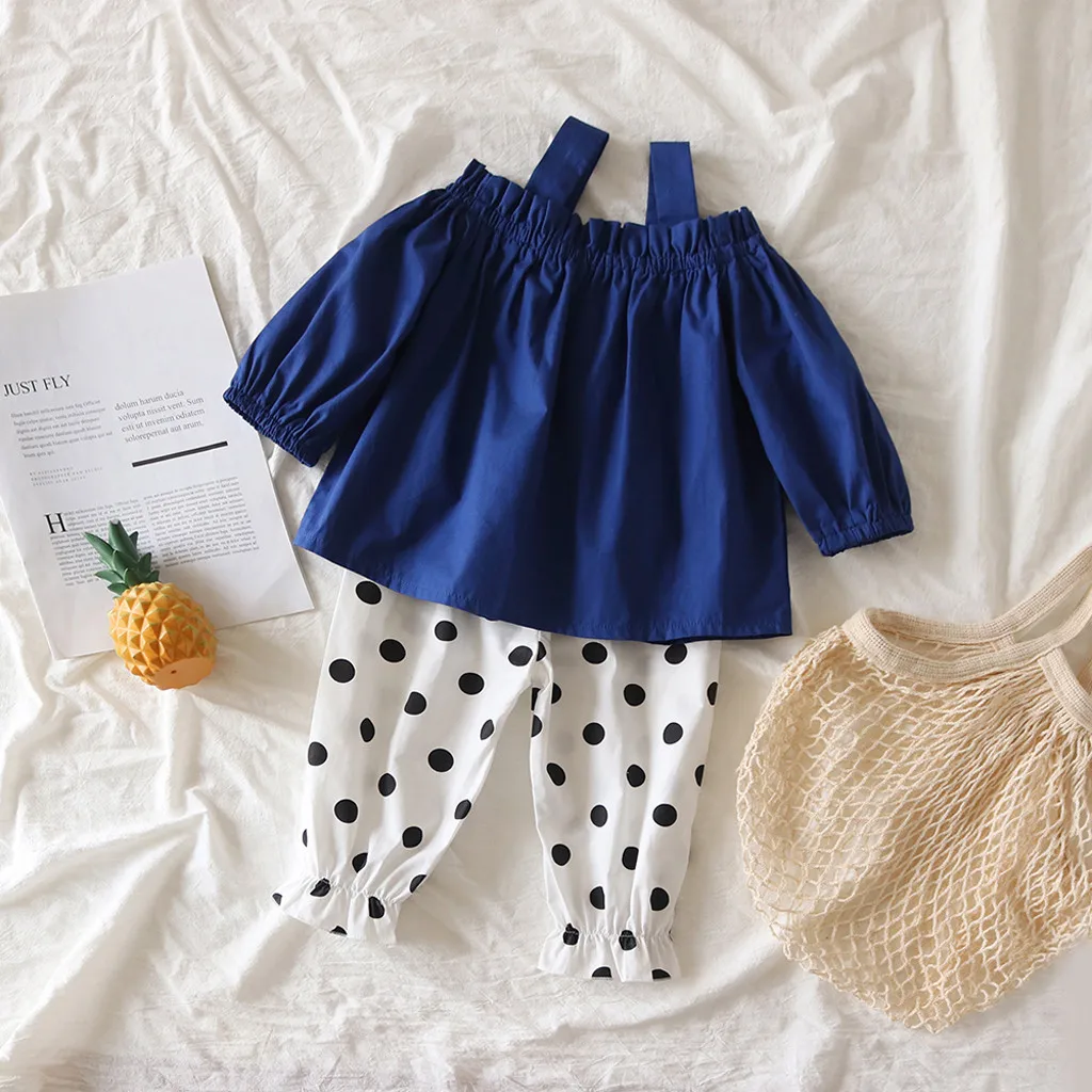 Детская Однотонная футболка с открытыми плечами для маленьких девочек топы +