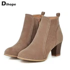 Женские ботинки Dihope, классические замшевые ботильоны на высоком каблуке, теплые, для зимы и осени