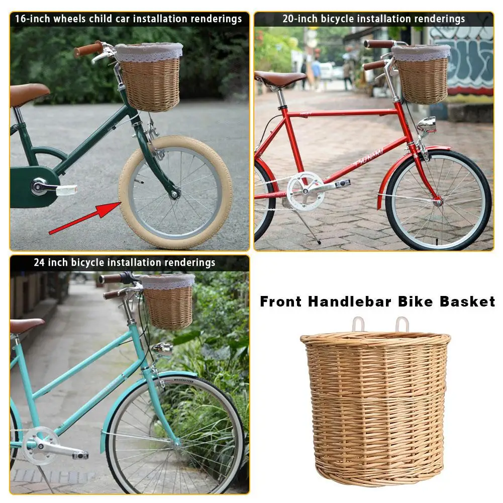 Велосипедная корзина на руль детская пластиковая из ротанга для хранения