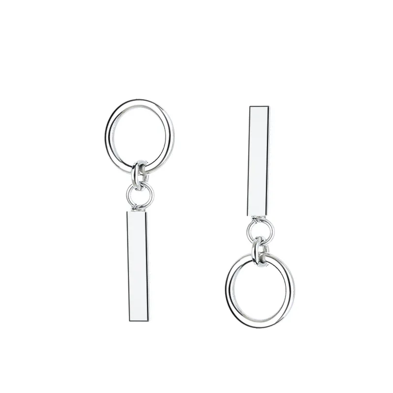 

Trendy Jewelry Drop Earrings Small Circle Silvery Plating GeometricAsymmetric Earrings For Girl Lady Gifts