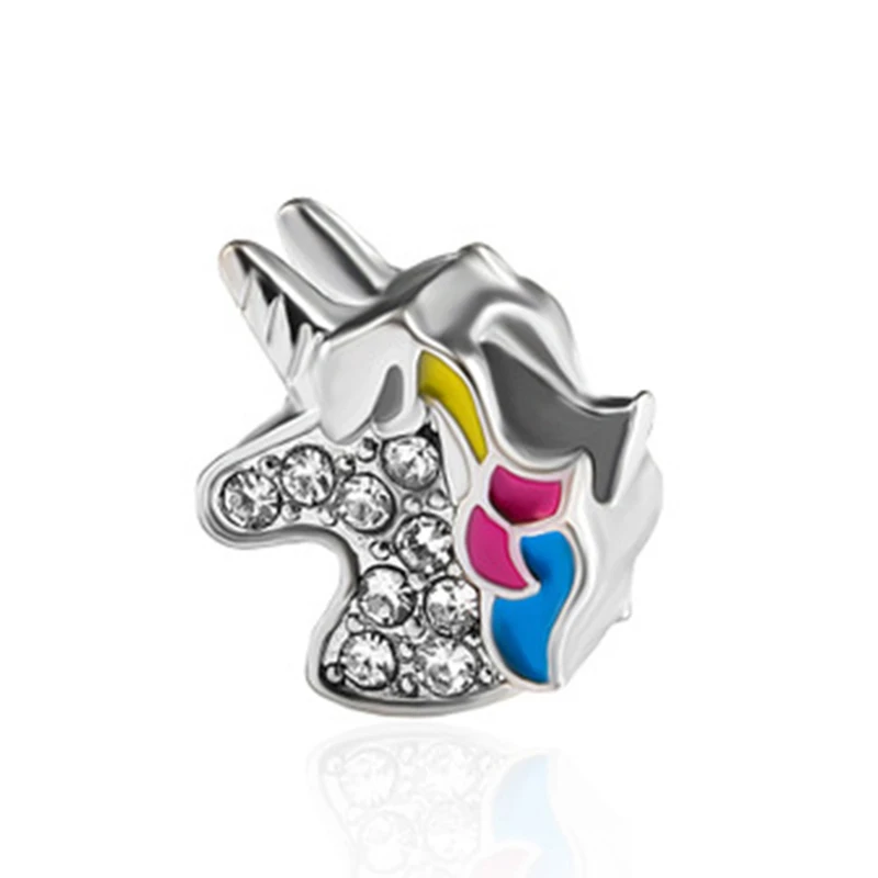 2 шт./лот Модный милый кулон в виде единорога подходит для брендовых браслетов