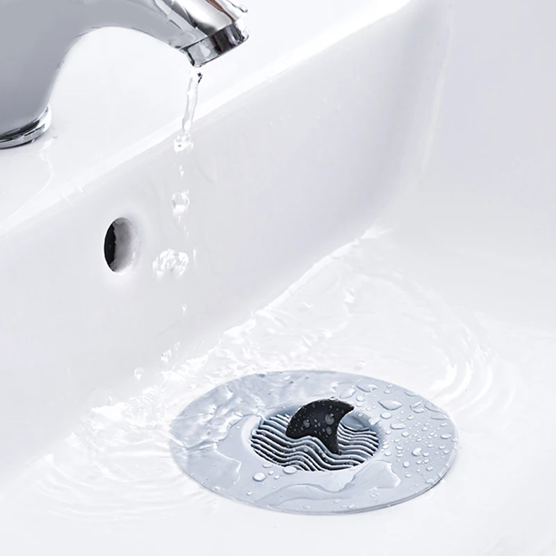 

Creative Shark Silicone Drain Stopper Bathroom Sink Water Filter Hair Kitchen Basin Floor Drain Protector Antiblocking Strainer