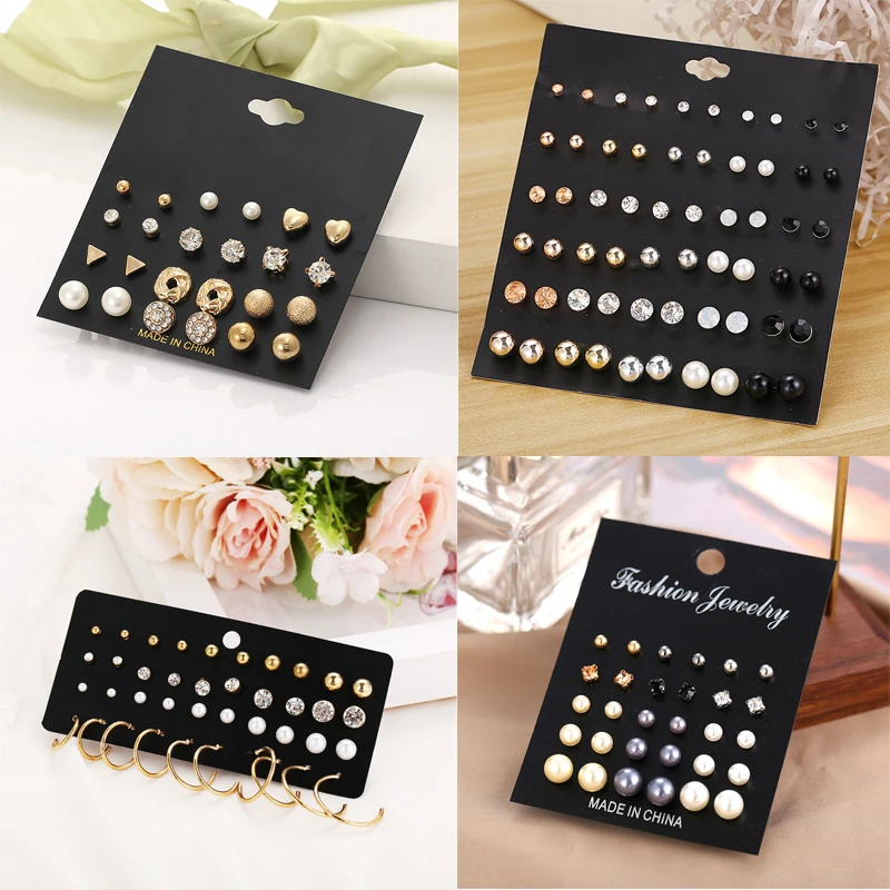 Набор классических женских серег простые модные геометрические круглые серьги