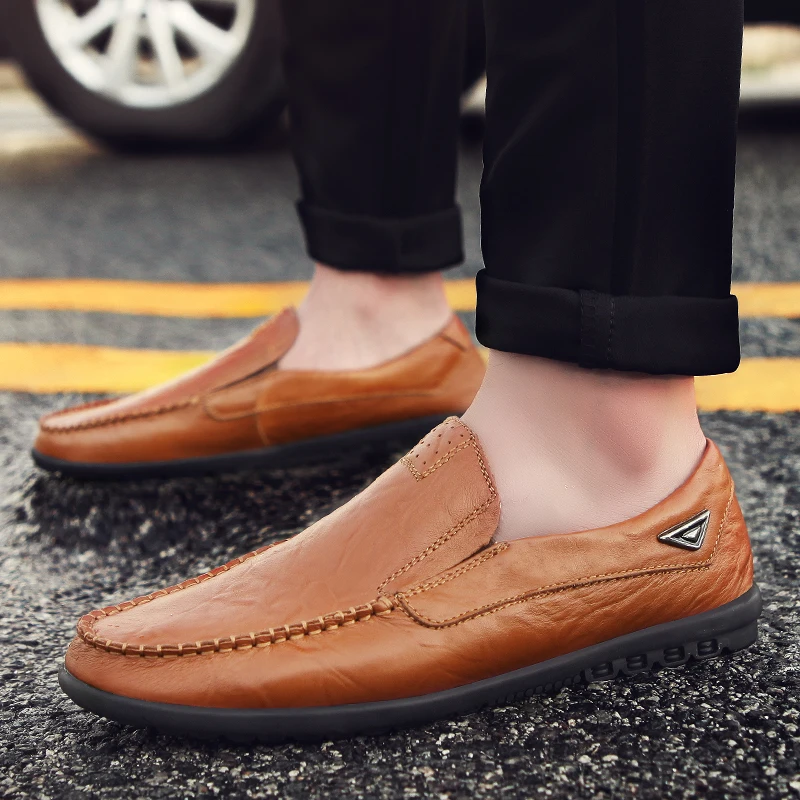 

SUAG Men's Leather Casual Shoes Loafers Fashion Men Business Shoes Moccasins Flats Male Breathable Driving Shoes Large Size 47