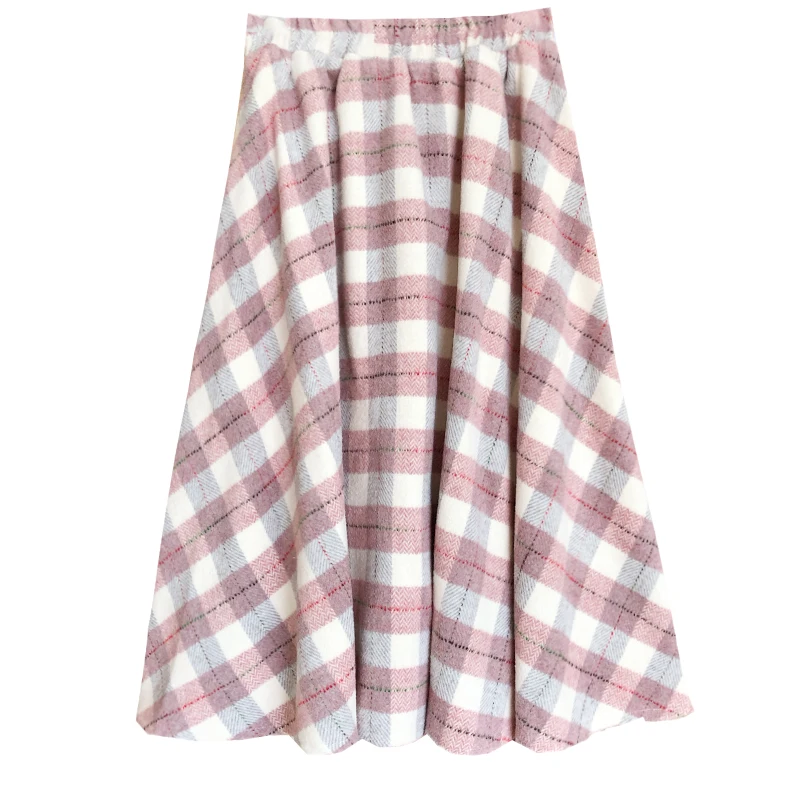 

2020 Autumn Winter Elegant Women Skirt Vintage Plaid Woolen Woven Skirts High Quality High Waist Retro Sweet Female Skirt