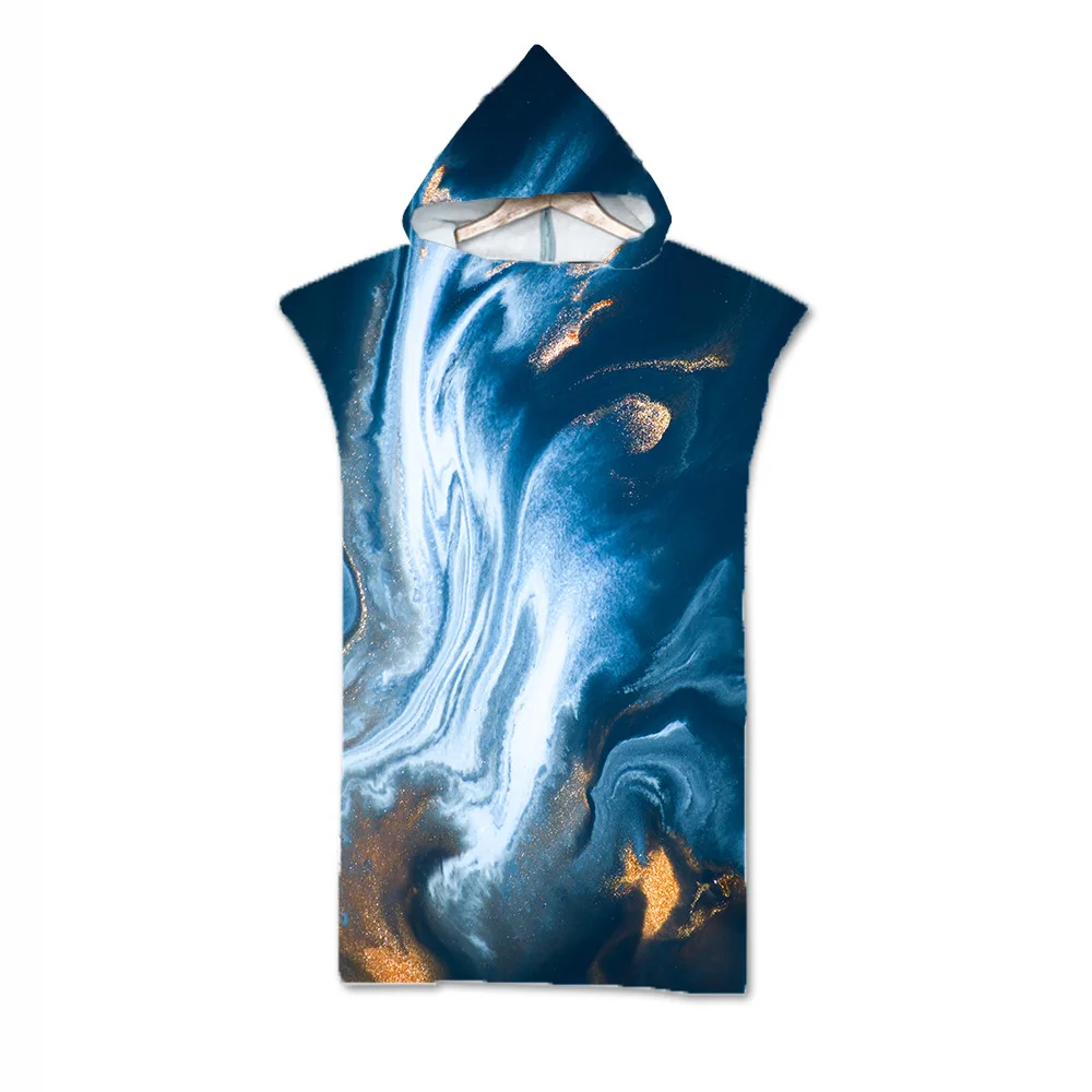 Новое красочное Мраморное банное пляжное полотенце с капюшоном из микрофибры