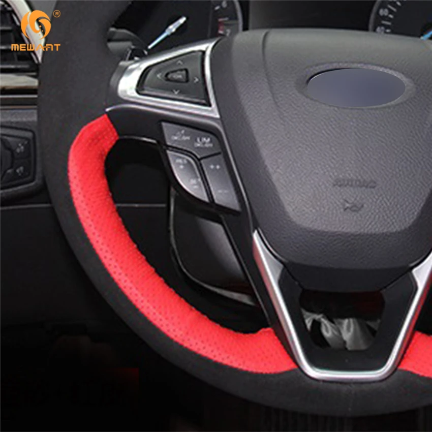 MEWANT красный кожаный черный замшевый чехол рулевого колеса автомобиля для Ford Mondeo