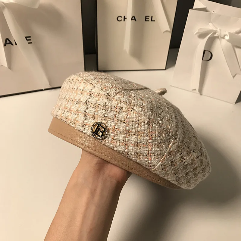 Женский клетчатый берет в стиле ретро модный восьмиугольный клетку Повседневная