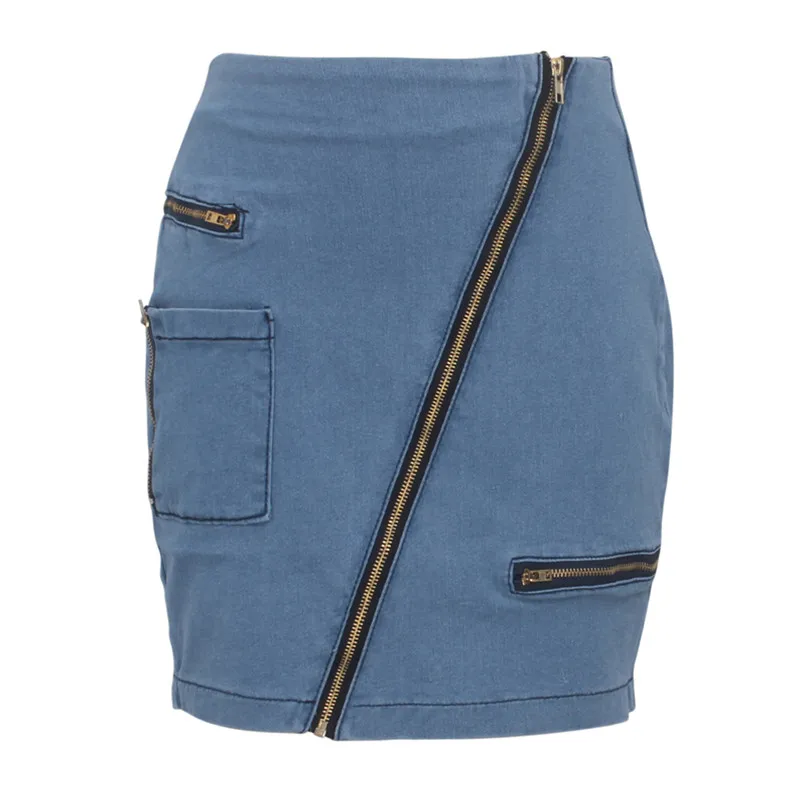 

Cross-border HSF2042 European and American sexy wild zipper retro bag hip high waist denim skirt new elastic