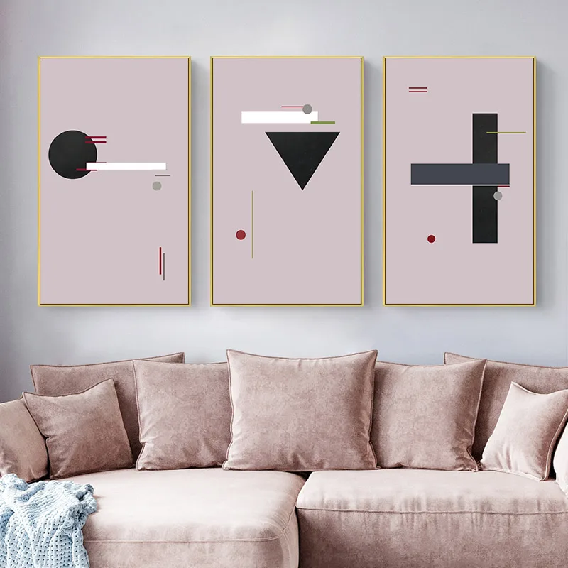 

TaaWaa Nordic Style Pink Wall Art Poster Minimalist Irregular Abstract Canvas Painting Print Modern Home Living Room Decoration