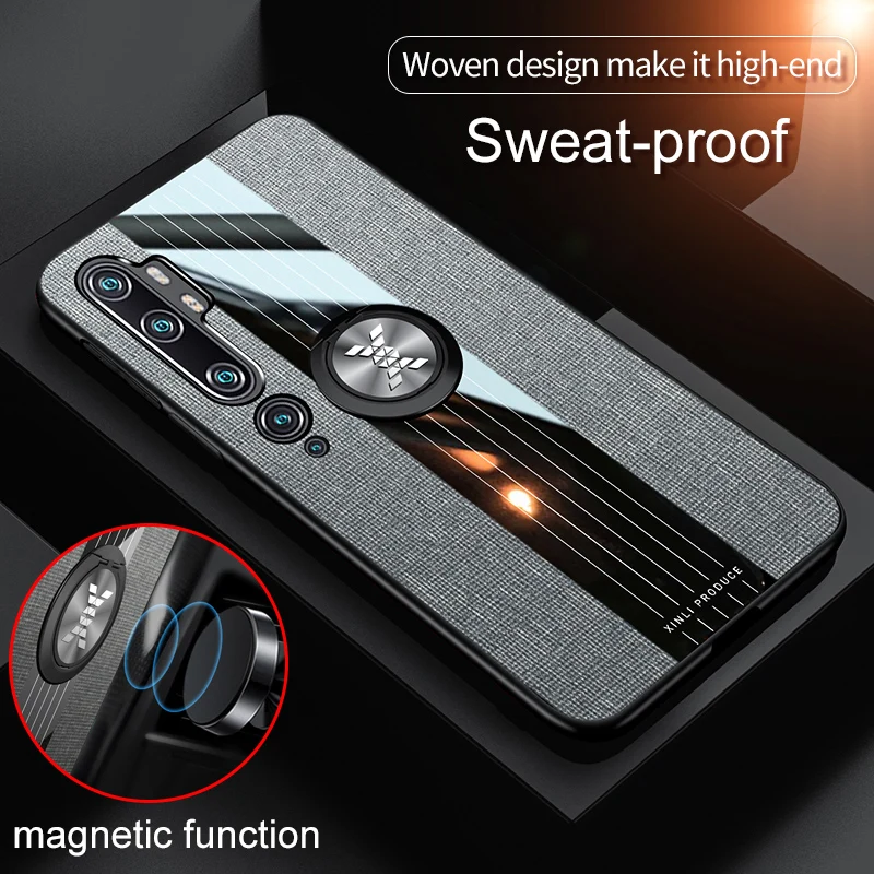 Чехол с кольцом держателем для xiaomi MI CC9 Pro Note 10 9 тканевый мягкий чехол рамкой Redmi K30
