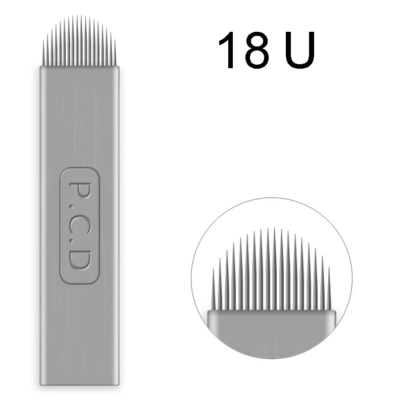 

50 pcs Permanent Makeup Eyebrow Tattoo Blade Hard PCD Needle Eyebrow Tattoo Needles Supplies For 3D Embroidery Manual Tattoo Pen