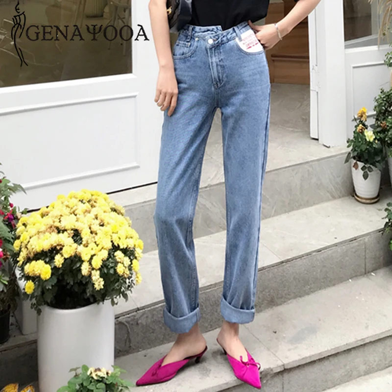 

Genayooa Boyfriends Jeans For Women With A Pattern Patchwork Jeans Woman High Waist Streetwear Irregular Demin Female Pants