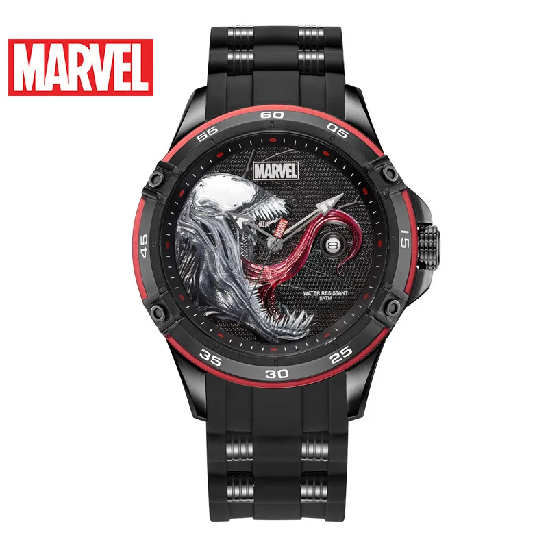 

Мужские часы Disney Marvel водонепроницаемые кварцевые часы с Веном модные повседневные многофункциональные мужские часы