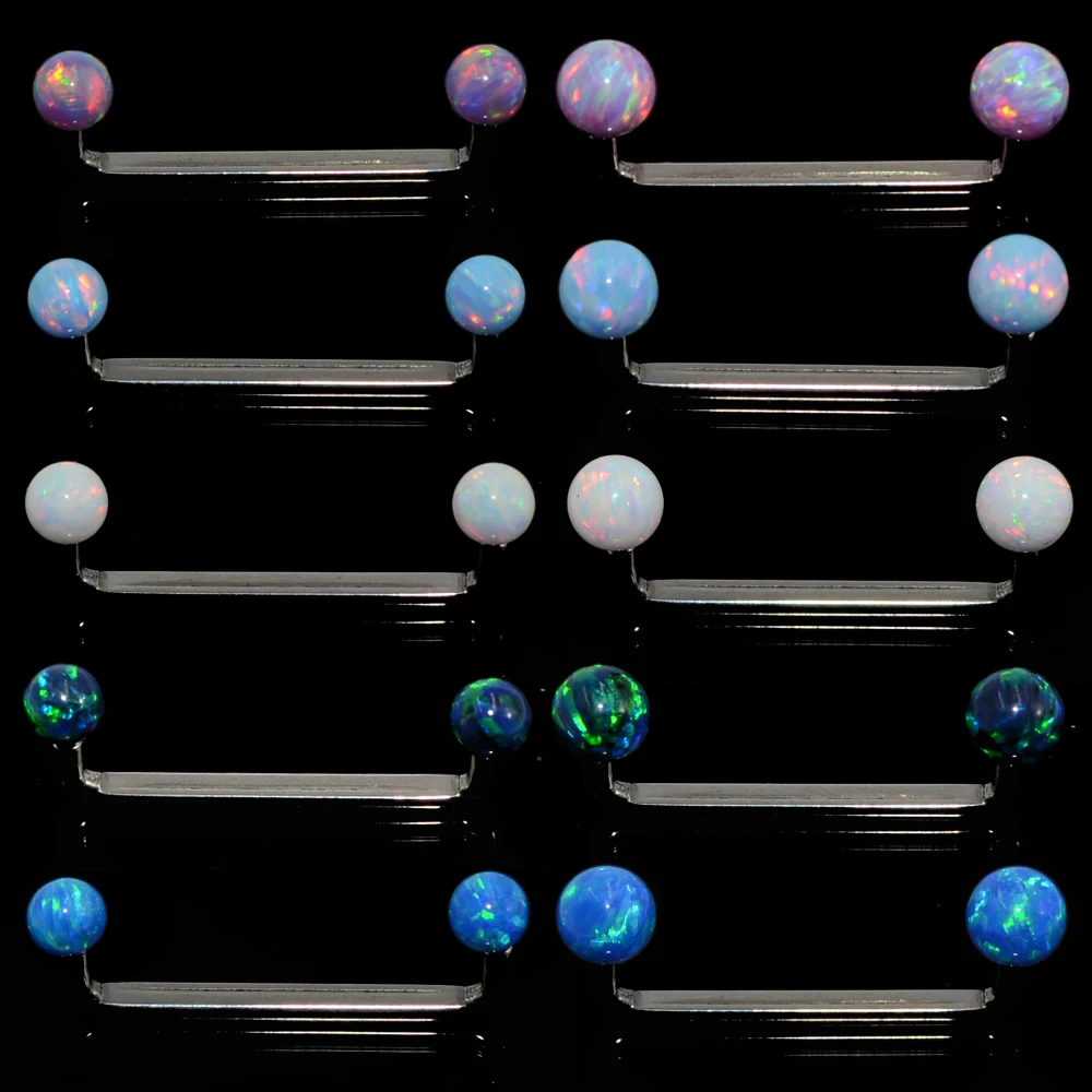 

1PC G23 Titanium&Opal Round Ball Surface Internally Thread Barbell Piercing 14G steel Micro Dermal Anchor PiercinngJewelry