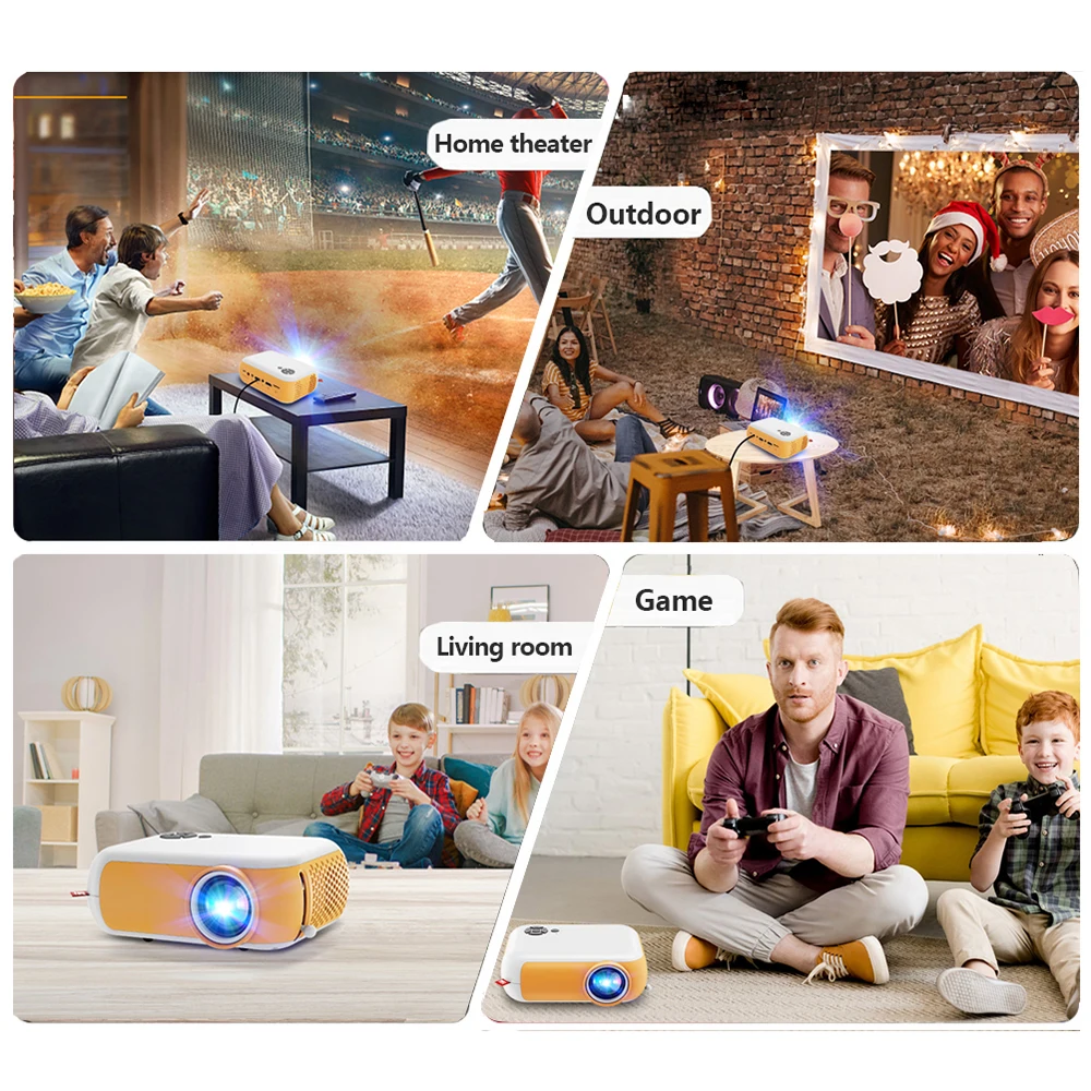 Mini USB LED Projector Portable Beamer 480x360 Pixels Support 1080P HDMI Compatible Video Home Media Player Built-in Speaker New |