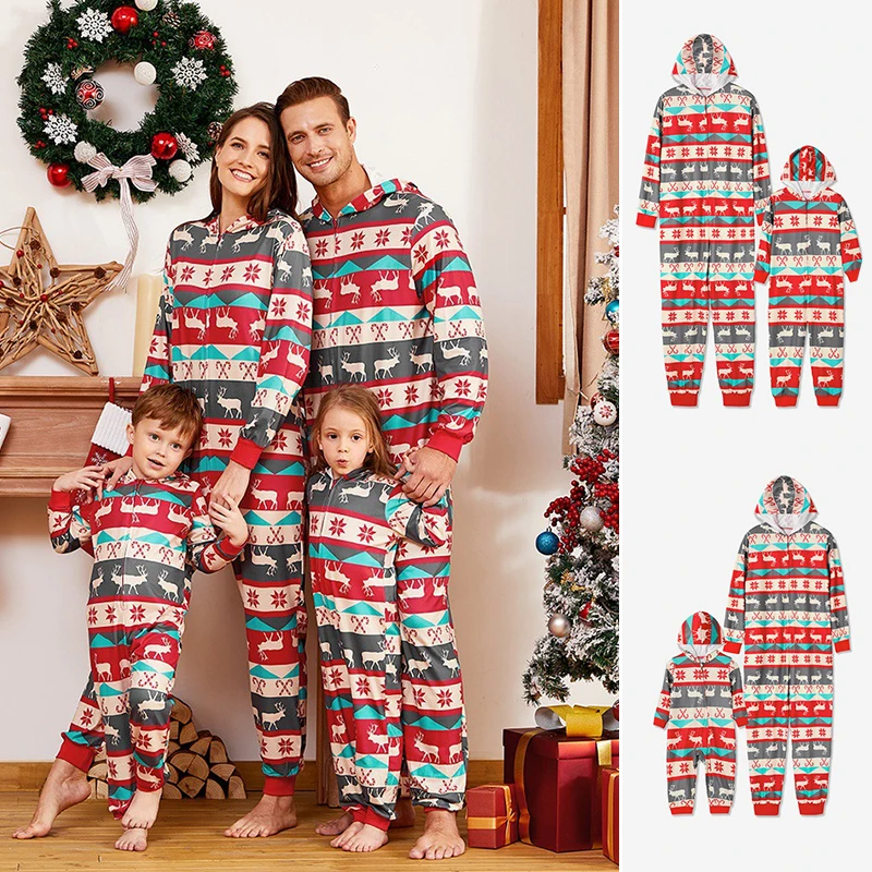 

Mother Daughter Sleepwear Matching Family Outfits Christmas Pajamas Baby Romper Mommy and Me Clothes Xmas Nightwear Clothing