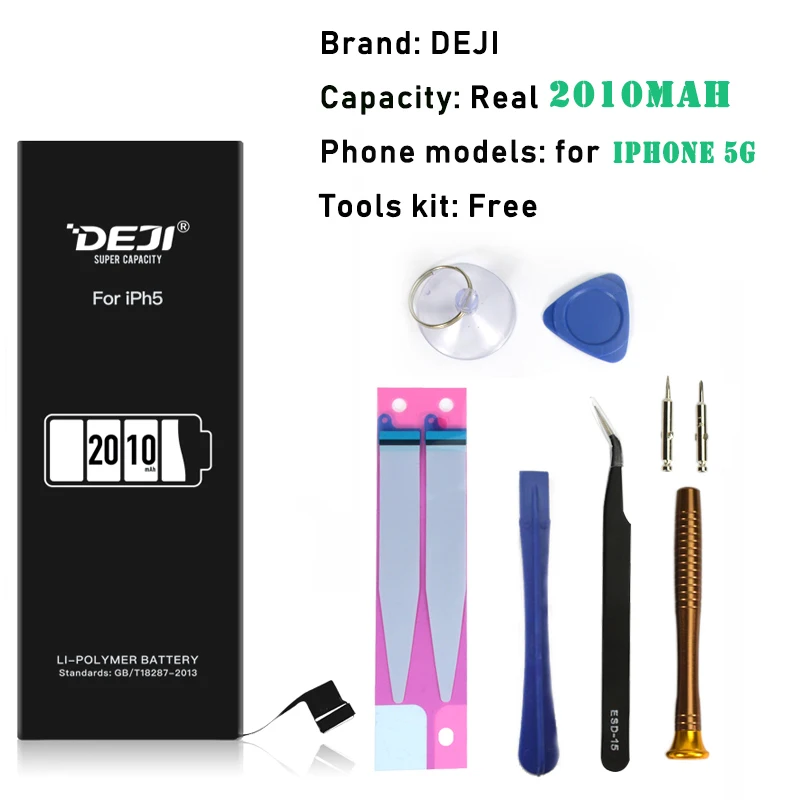 battery for iph 5 DEJI для iPhone 5S 5 se литий-полимерный внутренний аккумулятор для сотового телефона большой емкости 2010 мАч Сменные Аккумуляторы - Цвет: battery for iph 5