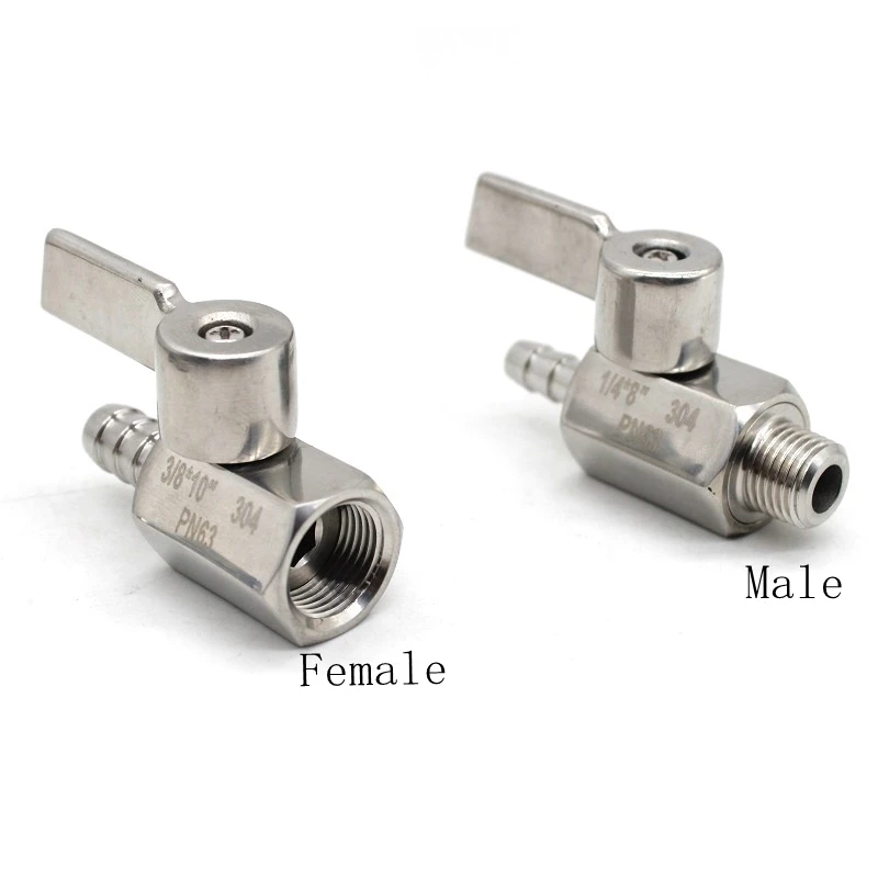 Шаровой кран ручка из нержавеющей стали мини-шаровой 1/8 1/4 3/8 1/2 до 7 мм 10 8 12 адаптер