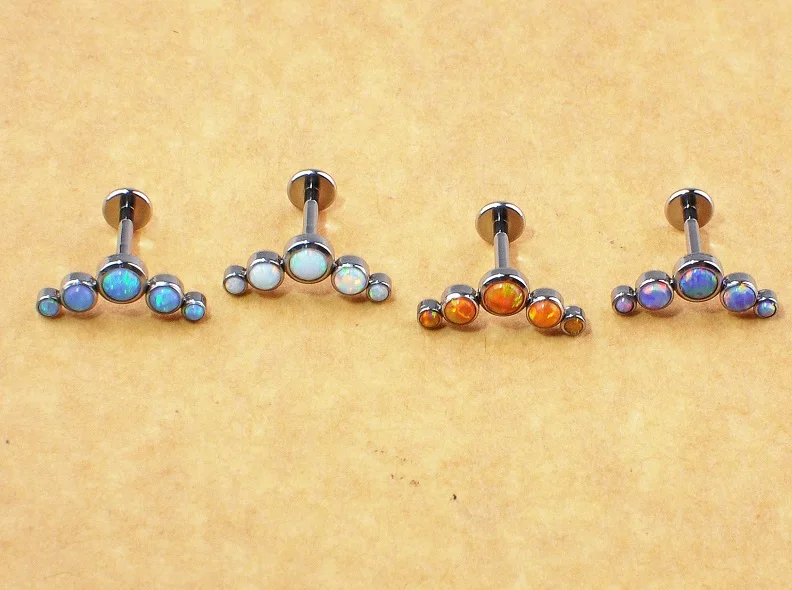 

Серьги-гвоздики для пирсинга губ, с титановым опалом, 16 г, спиральный для хряща