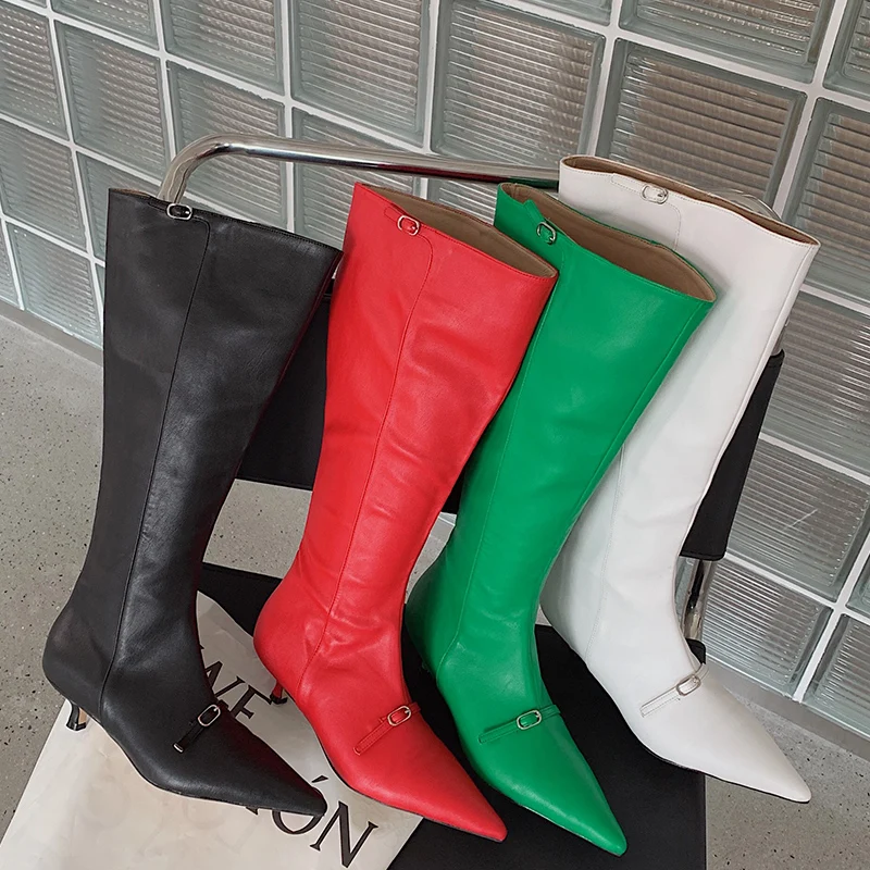 

Western Women High Boots Knee-High Shoes For Women 2021 Fashion Ladies 4 Colors Shoes Female Heels Modern Martin Boots