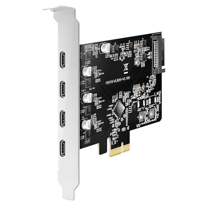 Плата расширения Pci-E на Dual Type-C USB3.1 4 порта 5 Гбит/с высокоскоростной адаптер Type C