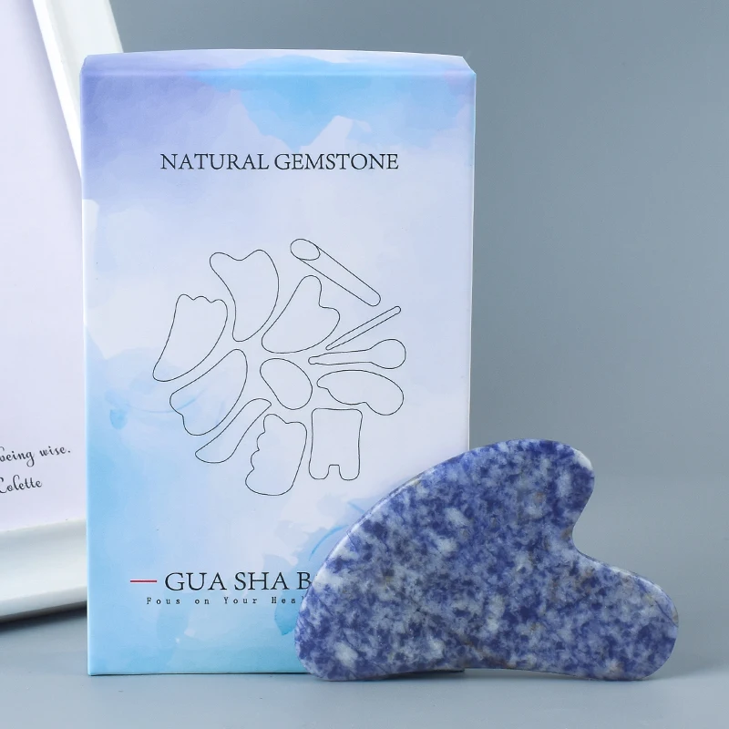 Натуральный содалитовый массаж лица gua sha Stone Crystal Jade SPA Акупунктура для ног