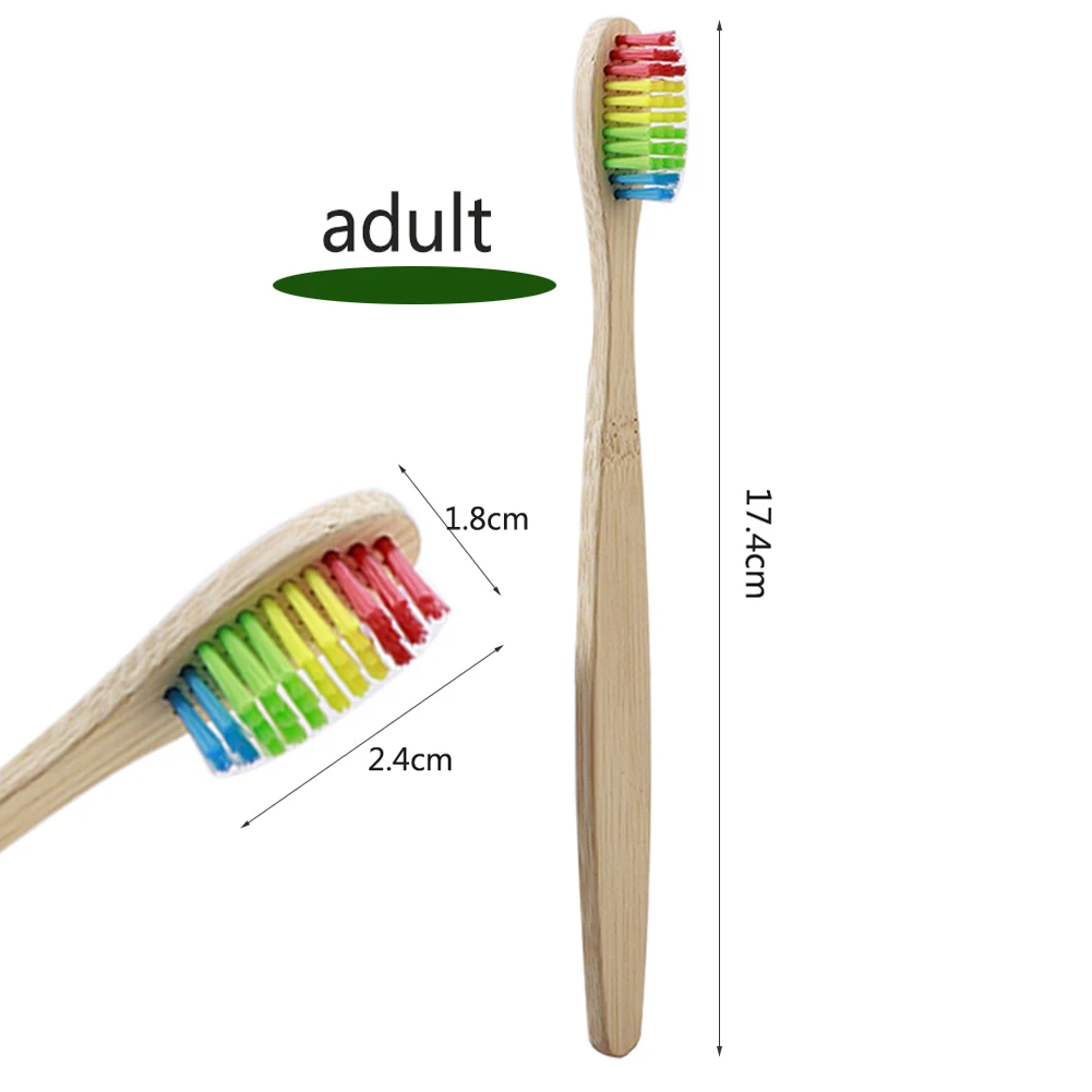 Бамбуковая зубная щетка радужная цветная твердая щетина биоразлагаемая