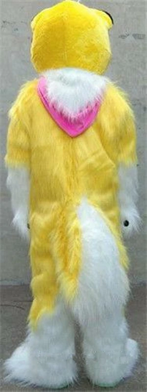 Хэллоуин меховой костюм желтый длинный мех Хаски лиса собака лисы маскота