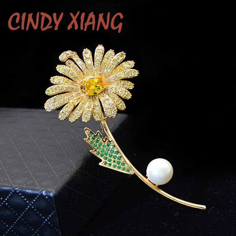 CINDY XIANG красочные фианиты Броши ромашки для женщин брошь в форме подсолнуха