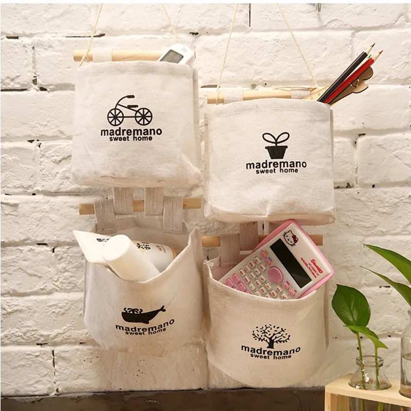 Настенная сумка для хранения смешанная с хлопком подвесная рисунком кошки