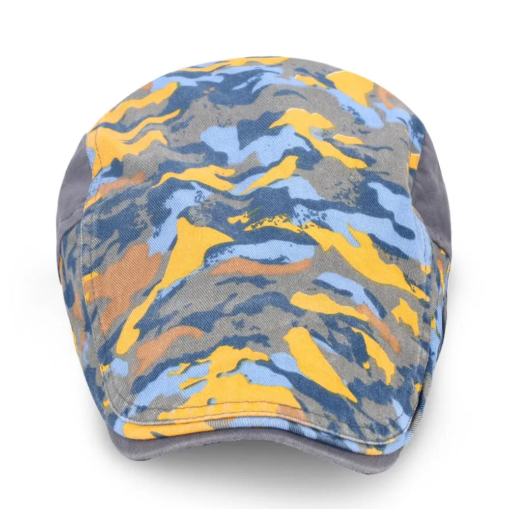 Берет мужская шляпа серая хлопковая камуфляжная летняя креативная на плоской