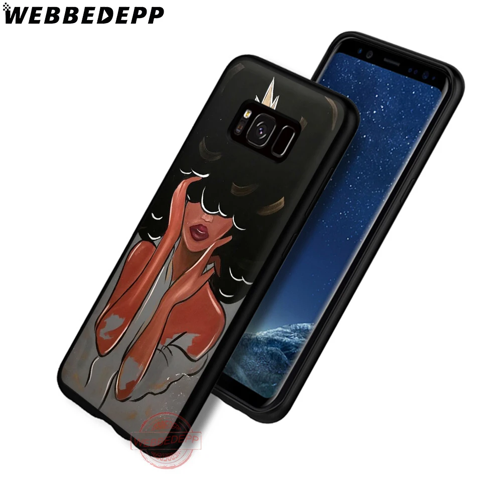 WEBBEDEPP Animated Black Girls Soft Phone Case for Samsung S6 S7 Edge S8 S9 S10 Plus J4 J6 J7 J8 Note8 9 10 |